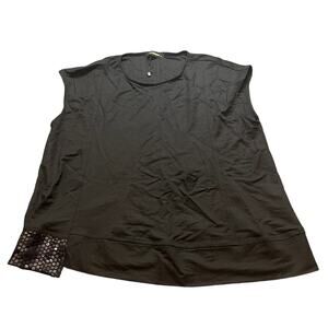 Alembika Womens‎ Black Sleeveless Blouse Metallic Shiny Trim Design Size Medium